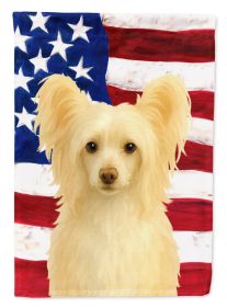 Cream and White Powderpuff Chinese Crested American Flag Garden Flag Mailbox Flag Decorative Yard Flag Banner Outside Patio Artwork Yard Flower B