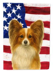 White with Sable Papillon American Flag Garden Flag Mailbox Flag Decorative Yard Flag Banner Outside Patio Artwork Yard Flower Beds, Garden Size