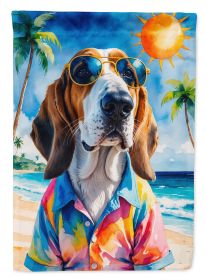 Basset Hound Summer Beach Time Garden Flag Mailbox Flag Decorative Yard Flag Banner Outside Patio Artwork Yard Flower Beds, Garden Size, Multicol