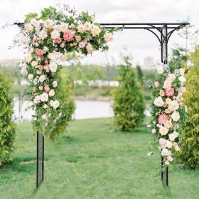 81 Inch Garden Arbor Metal Archway For Climbing Plants (Color: Black)